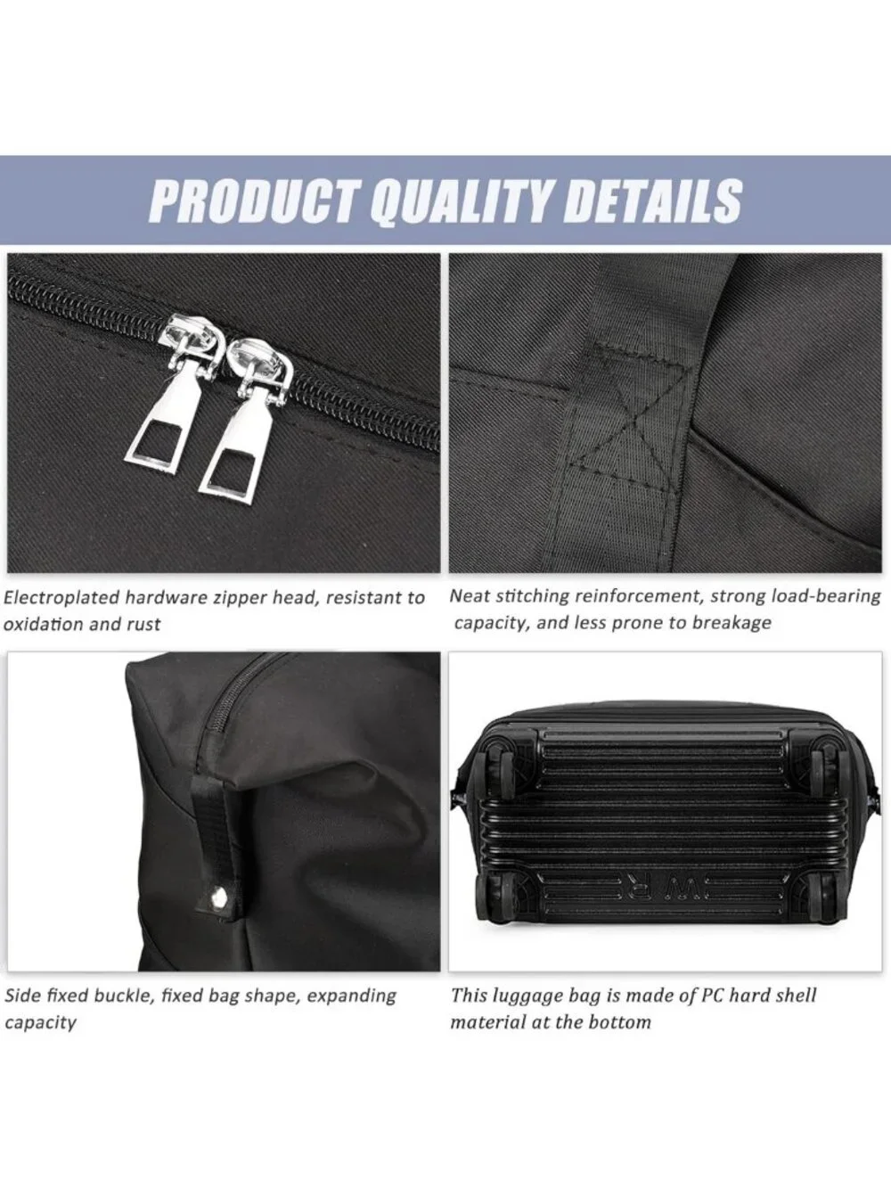 Foldable Duffle Bag with Wheels, Expandable Travel Luggage, Large Carry-On for